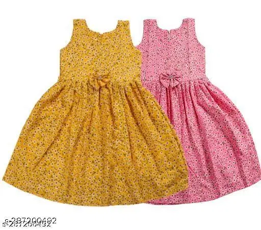 Pack of 2 Frocks for Girls (Yellow, 7-8 Years)