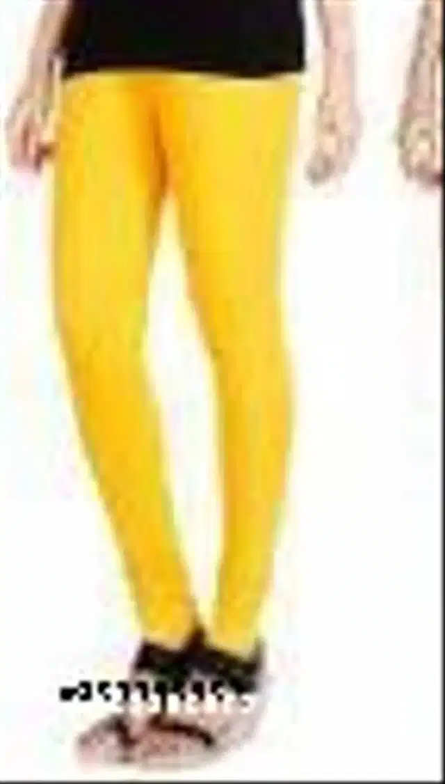 Polycotton Leggings for Women (Yellow, Free Size)