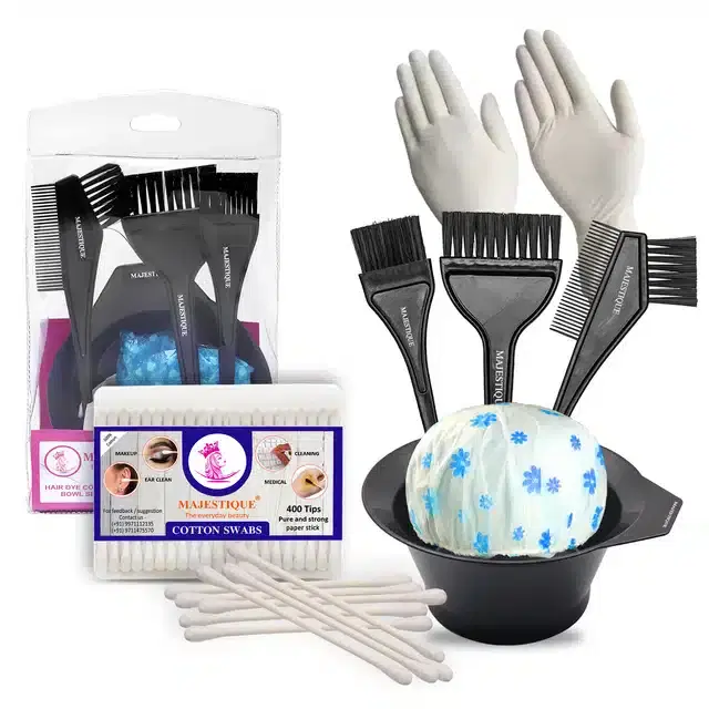 Hair Coloring Kit, Black, Set of 6