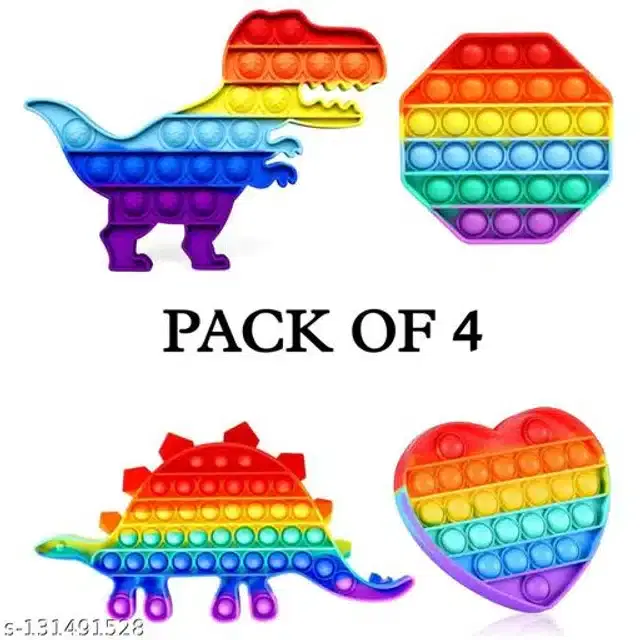 Silicone Pop It, Multicolor, Pack of 4