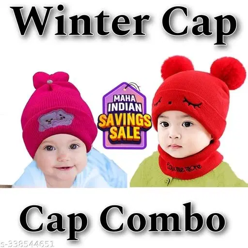 Printed Cap for Kids, Pack of 2 (Multicolor)