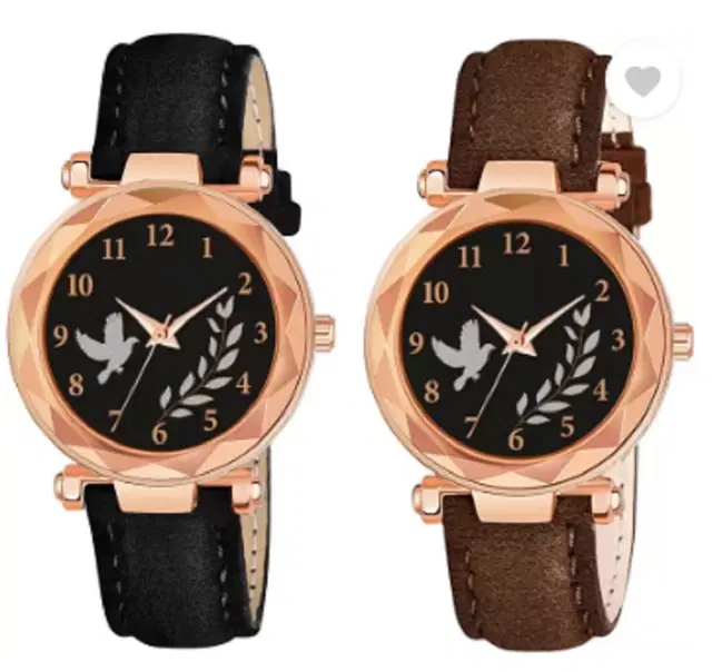 Analog Watch for Women & Girls, Pack of 2 (Multicolor)