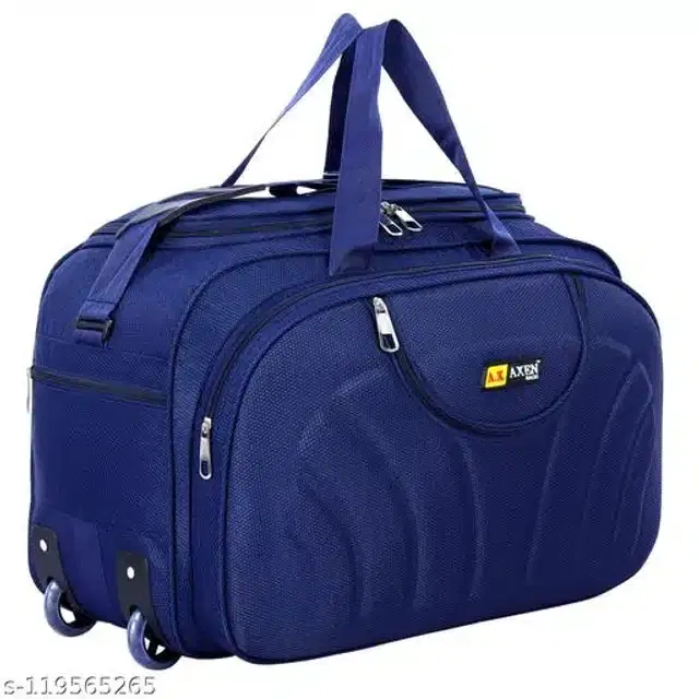 Polyester Trolley Duffel Bag for Men & Women, Navy Blue