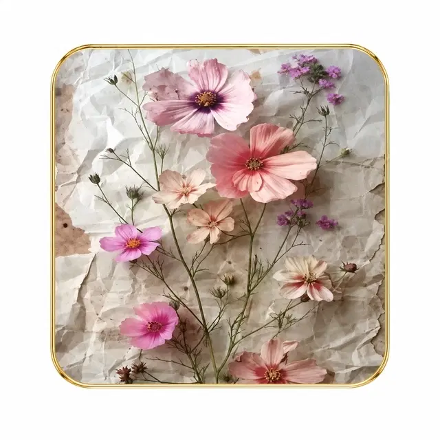Kc Arts Uv Coated Pink Flowers Wall Hanging 12x12in