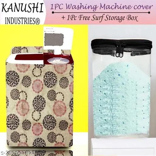 KANUSHI Industries® Washable & Dustproof Top Load Semi-Automatic Washing Machine Cover+ 1 Pc Surf Power Storage Box (Suitable For 6 Kg, 6.5 kg, 7 kg, 7.5 kg) (WASMAC-NW-NEW-10-SEMI+1-GIFT)