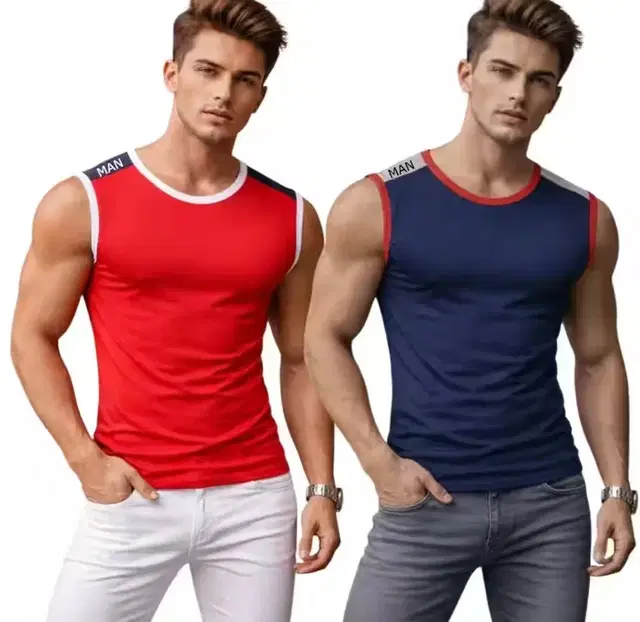 Cotton Jym Vest for Men, Multicolour, Pack of 2 (S)