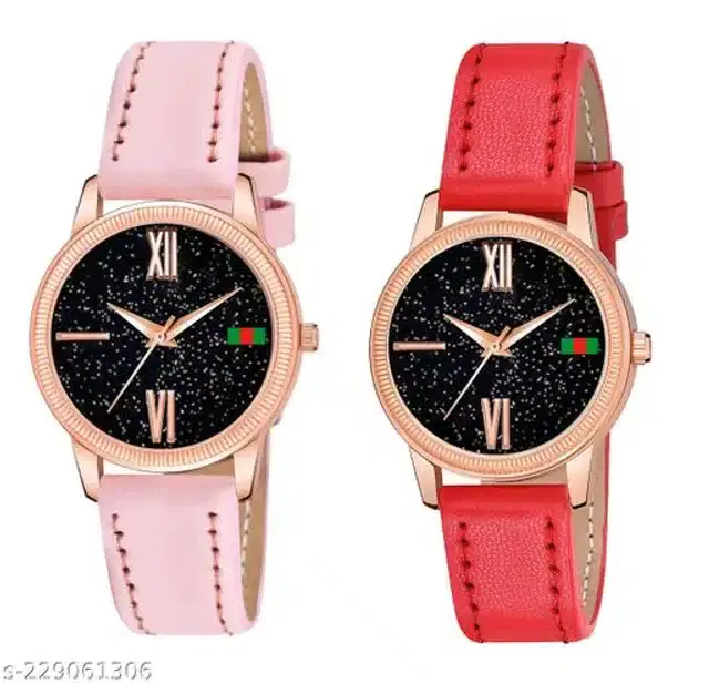 Analog Watch for Women, Pack of 2 (Multicolor)