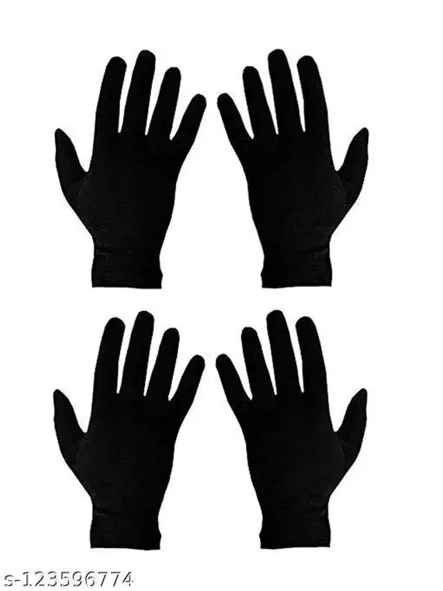 Cotton Hand Gloves, Set of 2 (Black)
