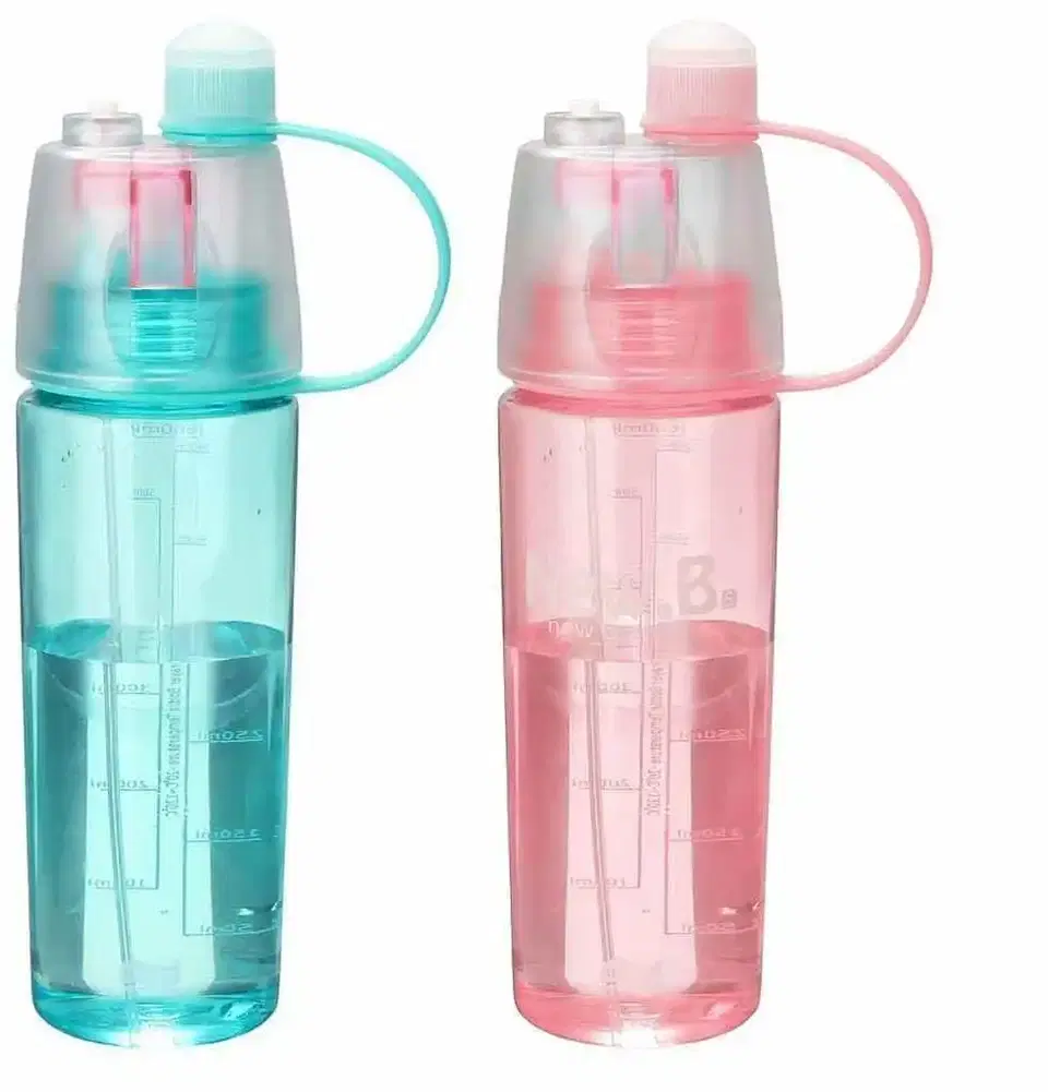 Shopeleven New B Portable Mist Spray Water Bottle 600 ml, Random Color, Pack of 2