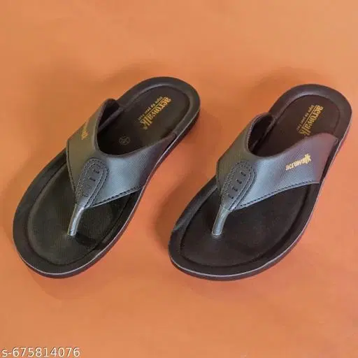 Aerowalk PU Flip-flops for Men (Black, 6)
