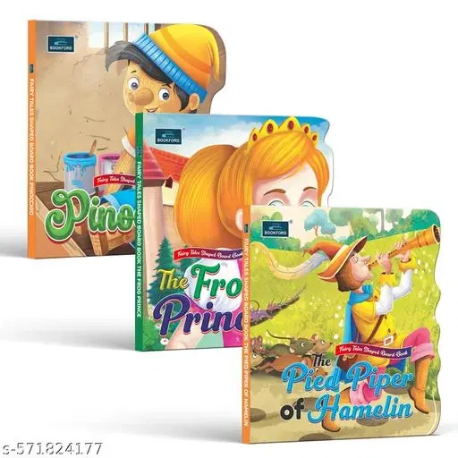 Fairy Tale Shaped Board Book | Pinocchio, The Frog Prince, and The Pied Piper of Hamelin | for kids | classic story books | (Set of 3)