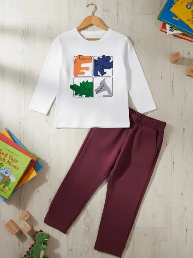 Cotton Solid Clothing Set For Boys, Multicolour (5-6 Years)