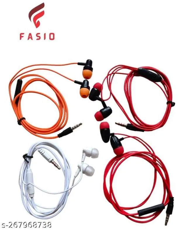 Premium 3.5 mm Jack Wired Earphones, Multicolor, Pack of 4