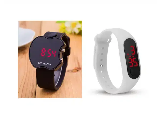 Digital Watch for Kids, Pack of 2 (White & Black)