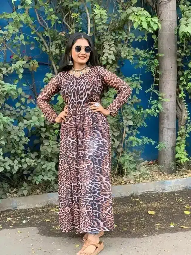 Full Sleeves Gown for Women (Multicolor, XS)