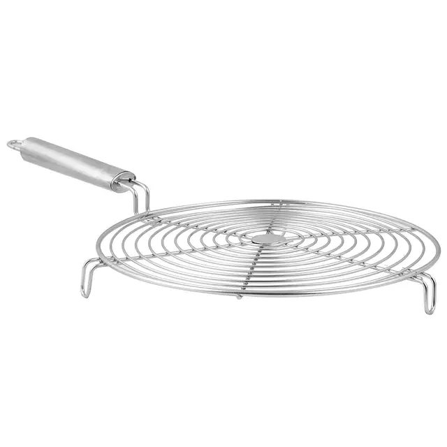 Round Roaster TAndoor Barbeque/Roti/Papad Jali Griller with Steel Handle (Silver)