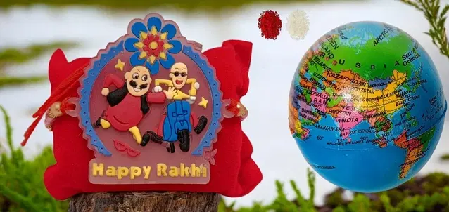 Synthetic Rakhi with Glob Ball (Multicolor, Set of 1)