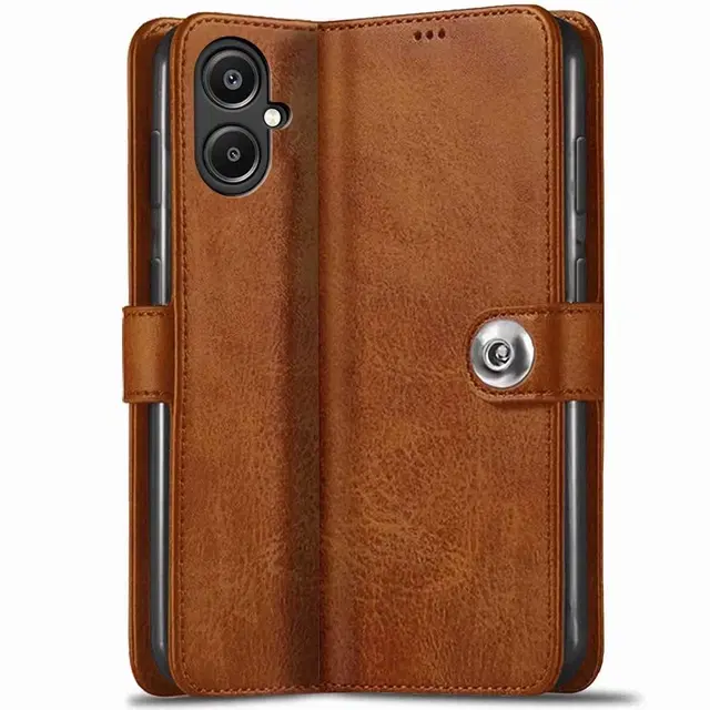Artificial Leather Mobile Flip Cover for Tecno Km4 / Spark Go 2, Brown