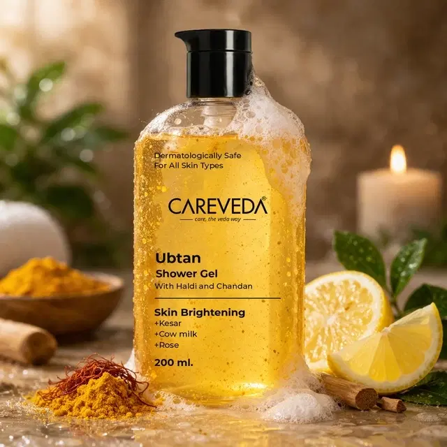 CareVeda Ubtan Skin Brightening Enriched with Turmeric & Sandalwood Shower Gel 200 ml