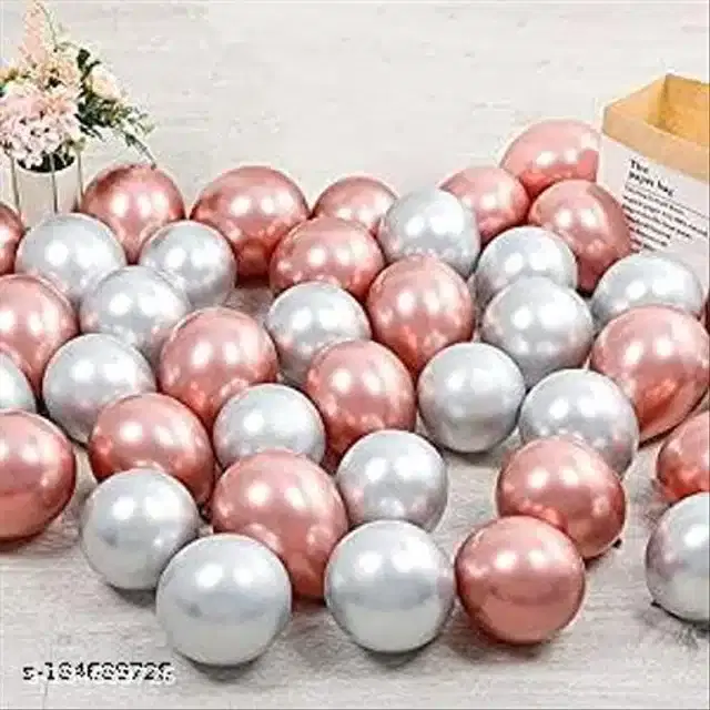 Balloons for Decoration, Peach & Silver, Pack of 100
