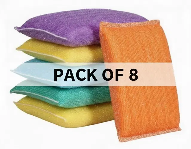 Foam Scrub Pad, Multicolour, Pack of 8
