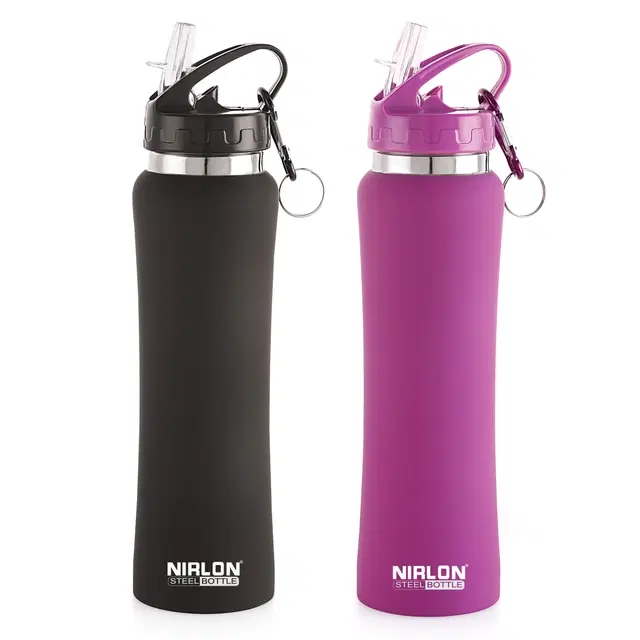 Nirlon Stainless Steel Sipper Water Bottle, Multicolor, 750 ml, Pack of 2
