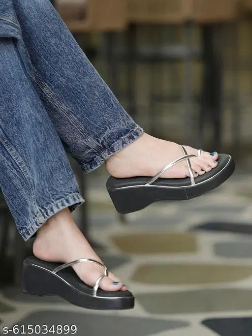 Shoetopia Black Solid Heel Sandals (Size IND-7)