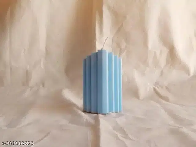 Scented Geometrical Pillar Shaped Candle, Sky Blue