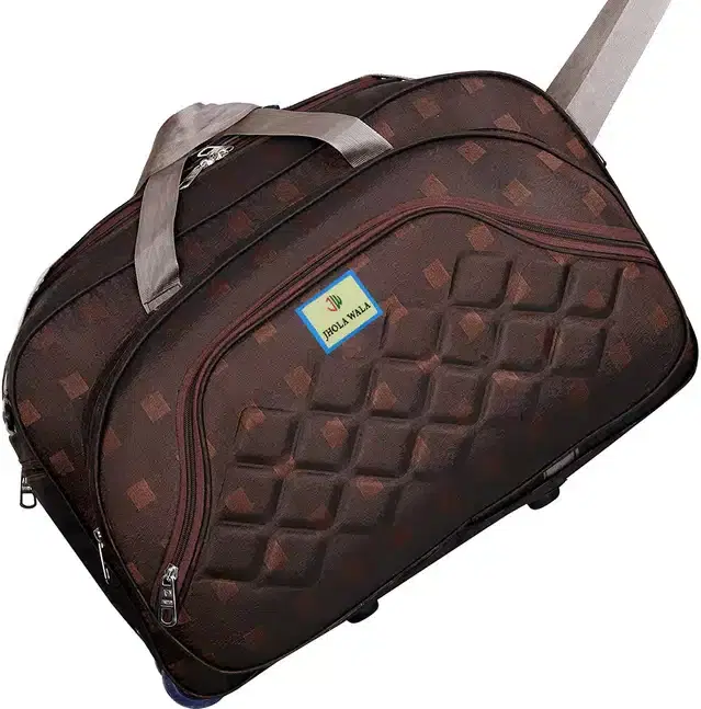 Polyester Traveling Luggage Bag with Wheels, Brown,60 L