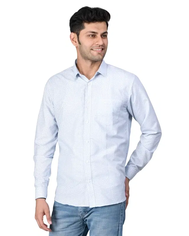 Poly Cotton Full Sleeves Solid Shirt for Men, White (S)