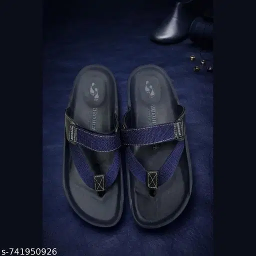 Aerowalk Leather Sliders for Men (Blue, 8)