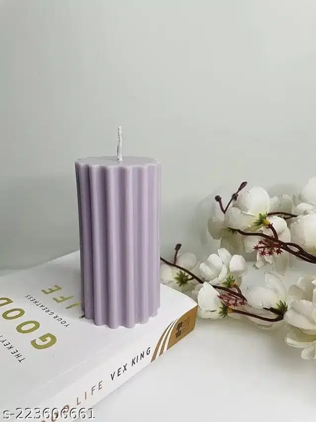 Round Pillar Shaped Candle, Purple
