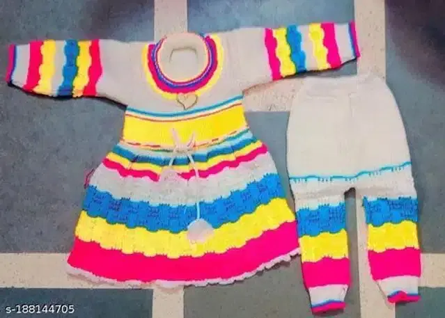 Woolen Sweater & Pant for Girls (Multicolor, 0-3 Months)