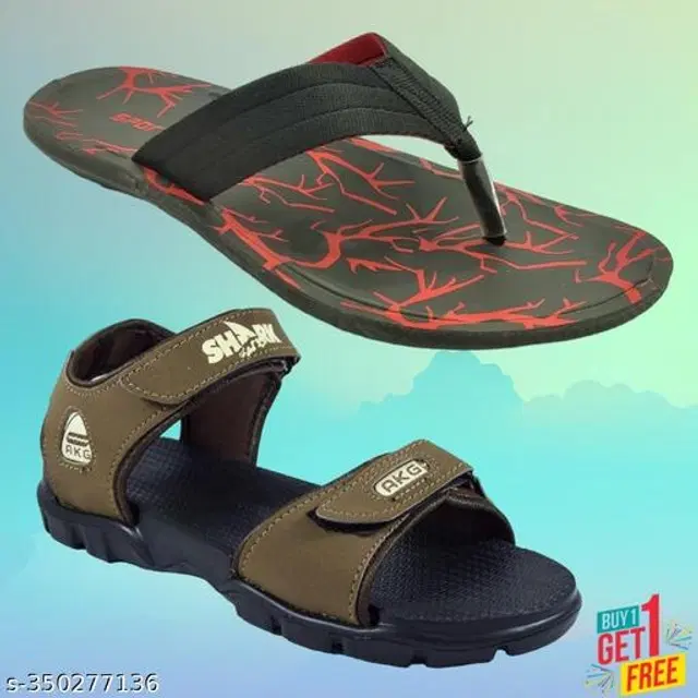 Sandal with Flipflop for Men, Pack of 2 (Multicolor, 9)