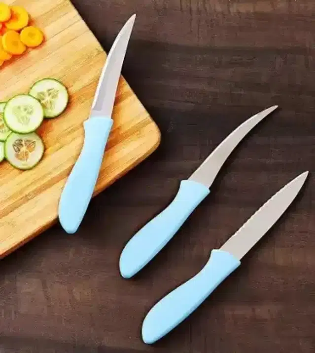 Kitchen Knife, Pack of 3, Blue