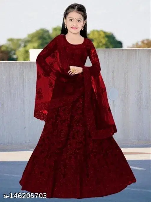 Lehenga Choli for Girls (Maroon, 5-6 Years)