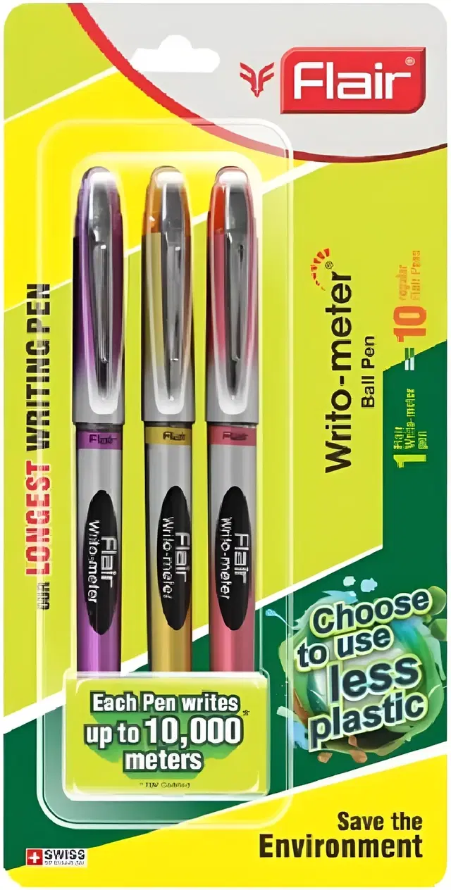 Writometer Blue Ball Pen Blister, Pack of 3