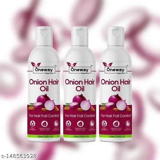 Oneway Happiness Herbal Onion Hair Oil, Pack of 3 (100 ml)