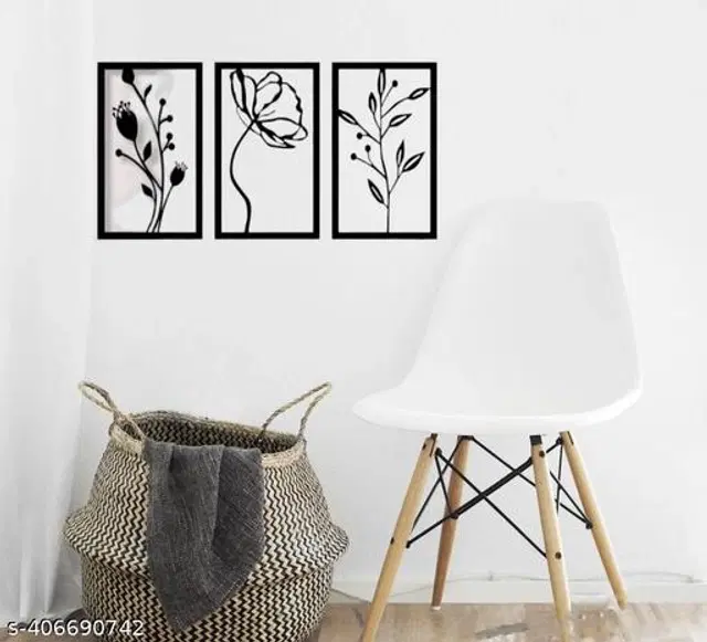 Wooden Wall Hanging Decor, Black, Pack of 3