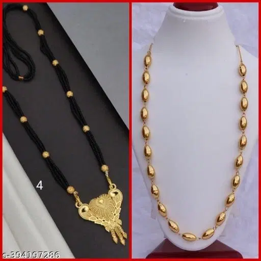 Alloy Mangalsutra with Chain for Women, Set of 2 (Multicolor)