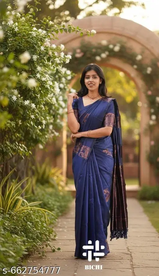 Banarasi Silk Saree for Women (Brown, Free Size)