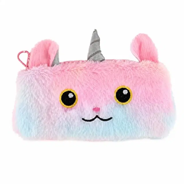 Unicorn Feather Fur Pencil Case [Multicolor]