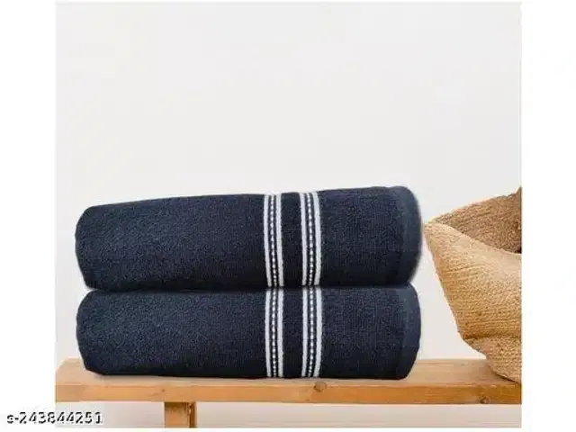 Cotton Bathing Towel, Navy Blue, Pack of 2