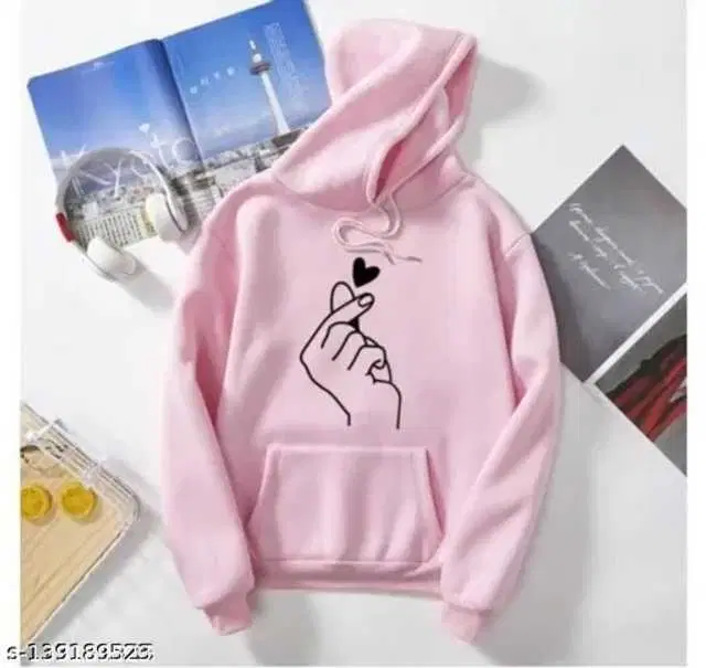 Women's Full Sleeves Sweatshirt (Pink, M) (PC-34)