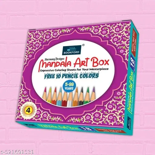 Harmony Design Mandala Art Boxx Part 4 – Discover the universe of mandalas with 18 unique designs and 10 colored pencils for a cosmic coloring experience!