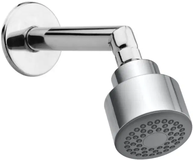 Stainless Steel Bend Shower Head, 3x3 inches with 7 inches Arm & Wall Flange, Silver, Set of 1
