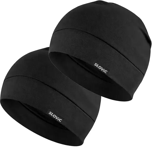 Slovic Helmet Skull Caps, Black, Set Of 2
