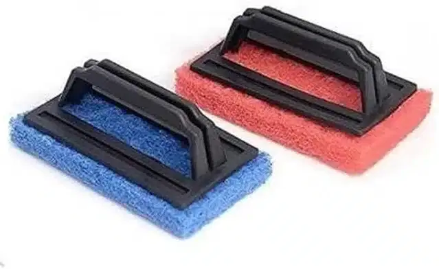Multipurpose Scrubber with Handle, Blue & Red, Pack of 2