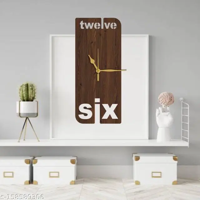 Wooden Wall Clock for Home, Brown