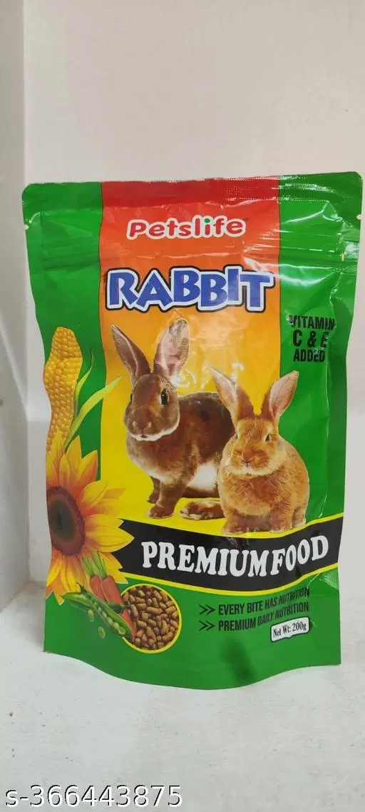 Petslife rabbit food 200gm pouch-- complete 100% nutritional food for Rabbits, Feed Good Feel Good